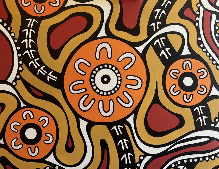 Image of Aboriginal Artwork in Bellingen High School foyer